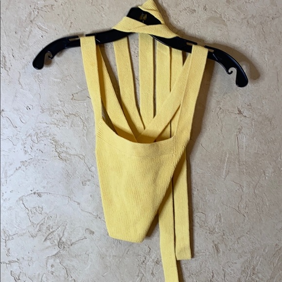 Aritzia Wilfred Yellow Knit Wrap Tank